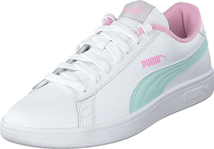 Puma Smash V2 L Jr Puma White-fair Aqua-pale Pink