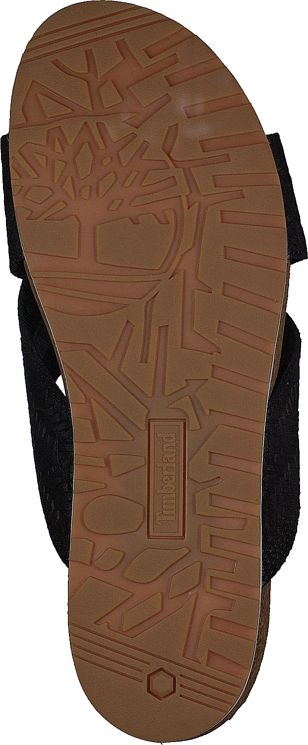 Malibu Waves Cross Slide Black Embossed Suede
