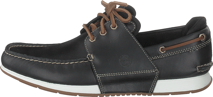 Heger's Bay 3 Eye Boat Black Full Grain