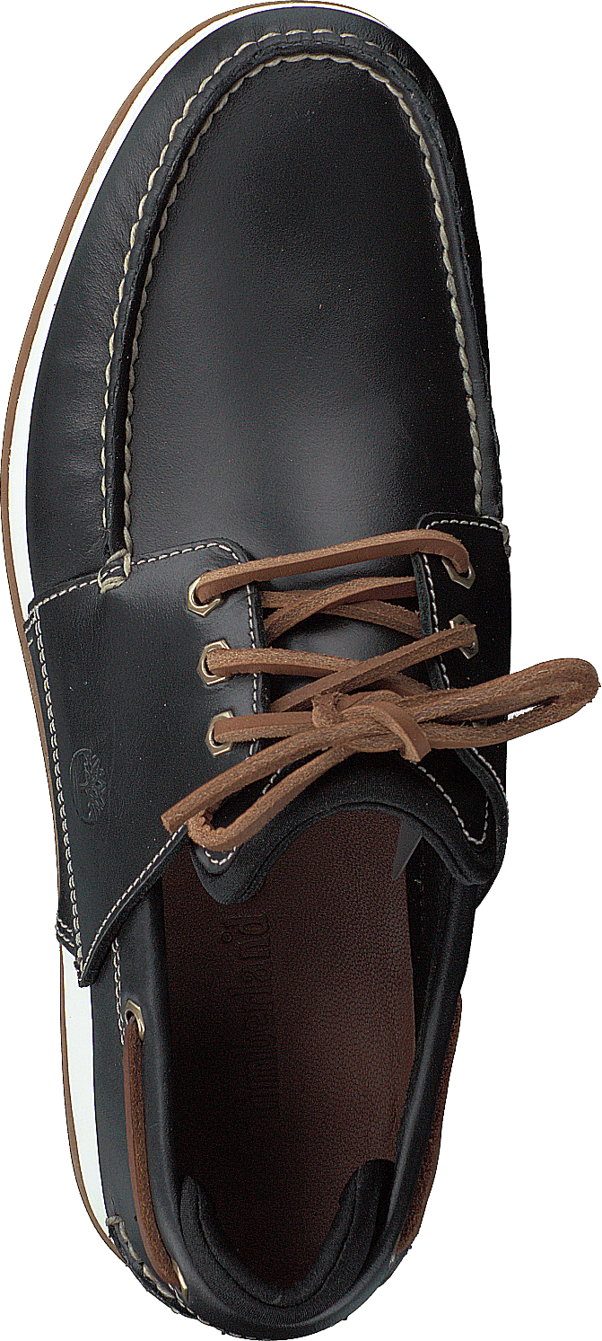Heger's Bay 3 Eye Boat Black Full Grain