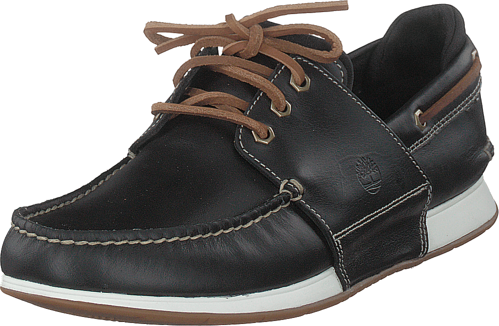 Heger's Bay 3 Eye Boat Black Full Grain