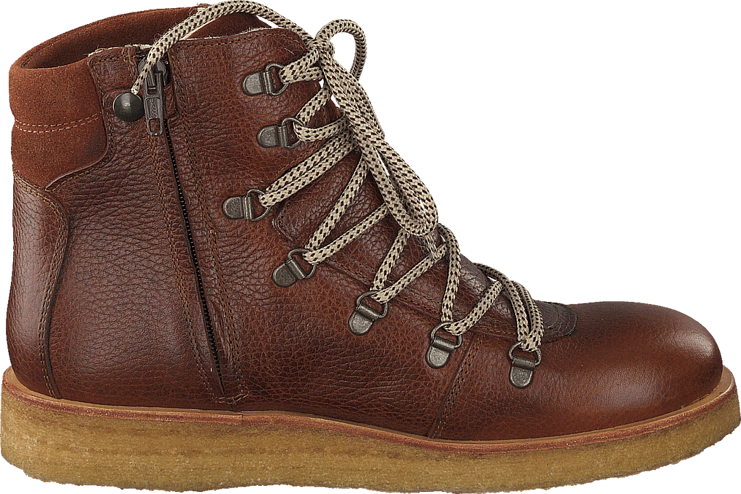 Tex-boot With Laces And Zipper Cognac/brown/brown
