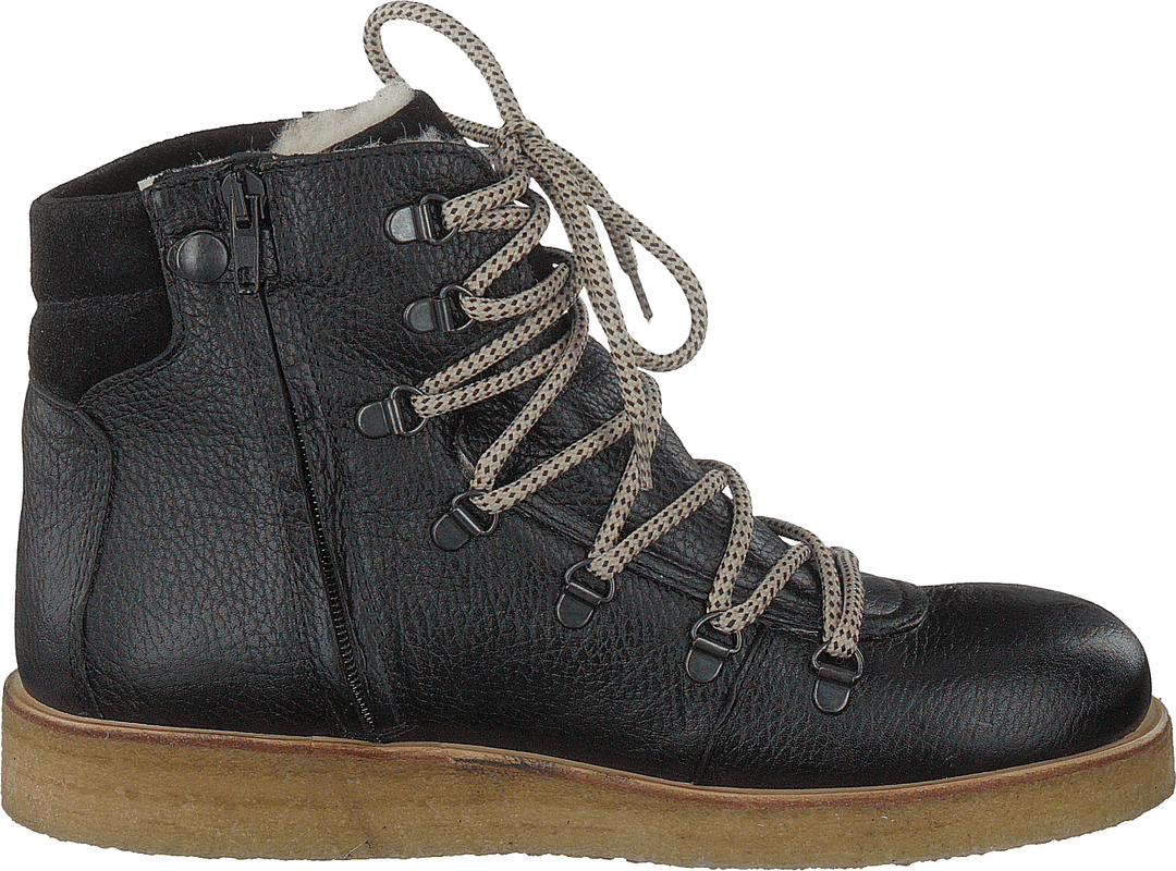 Tex-boot With Laces And Zipper Black