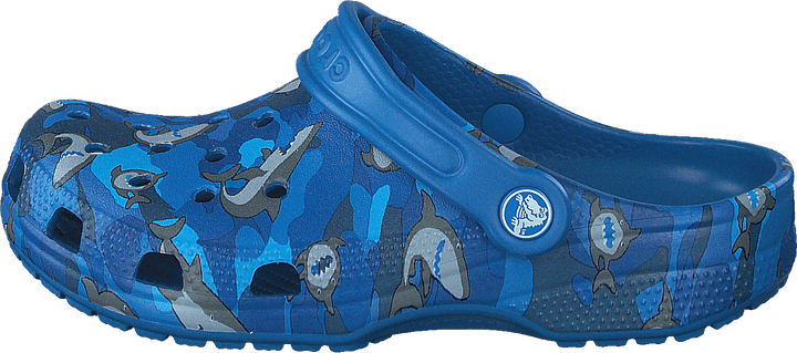 Classic Shark Clog Kids Prep Blue