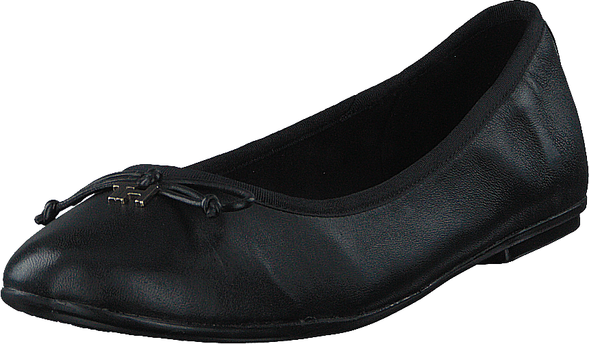 Feminine Leder Knoten Ballerin Schwarz Bds