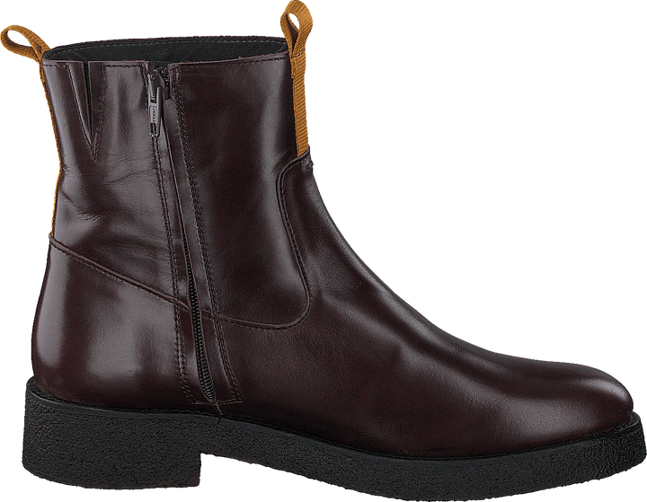 Botte avec fermeture éclair marron foncé/moutarde