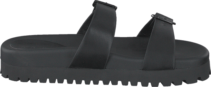 Chunky Double Buckle Sandals Black