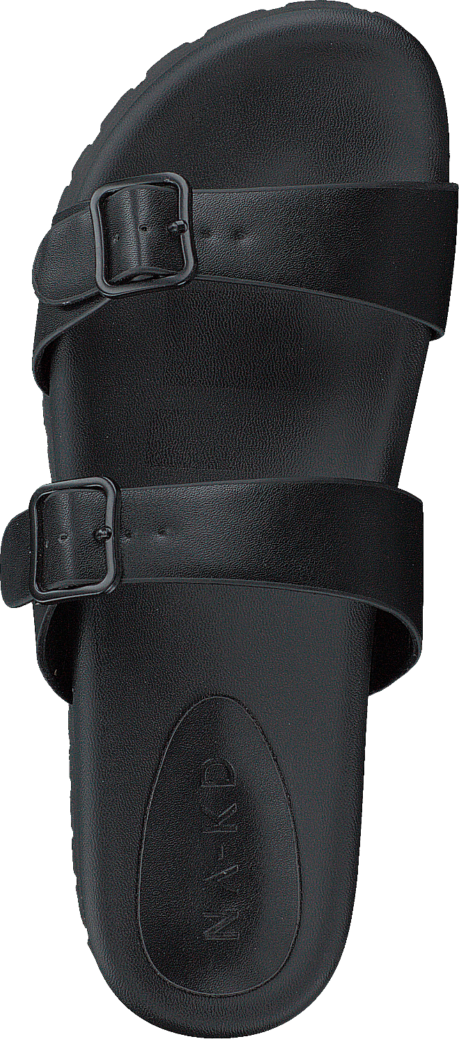 Chunky Double Buckle Sandals Black
