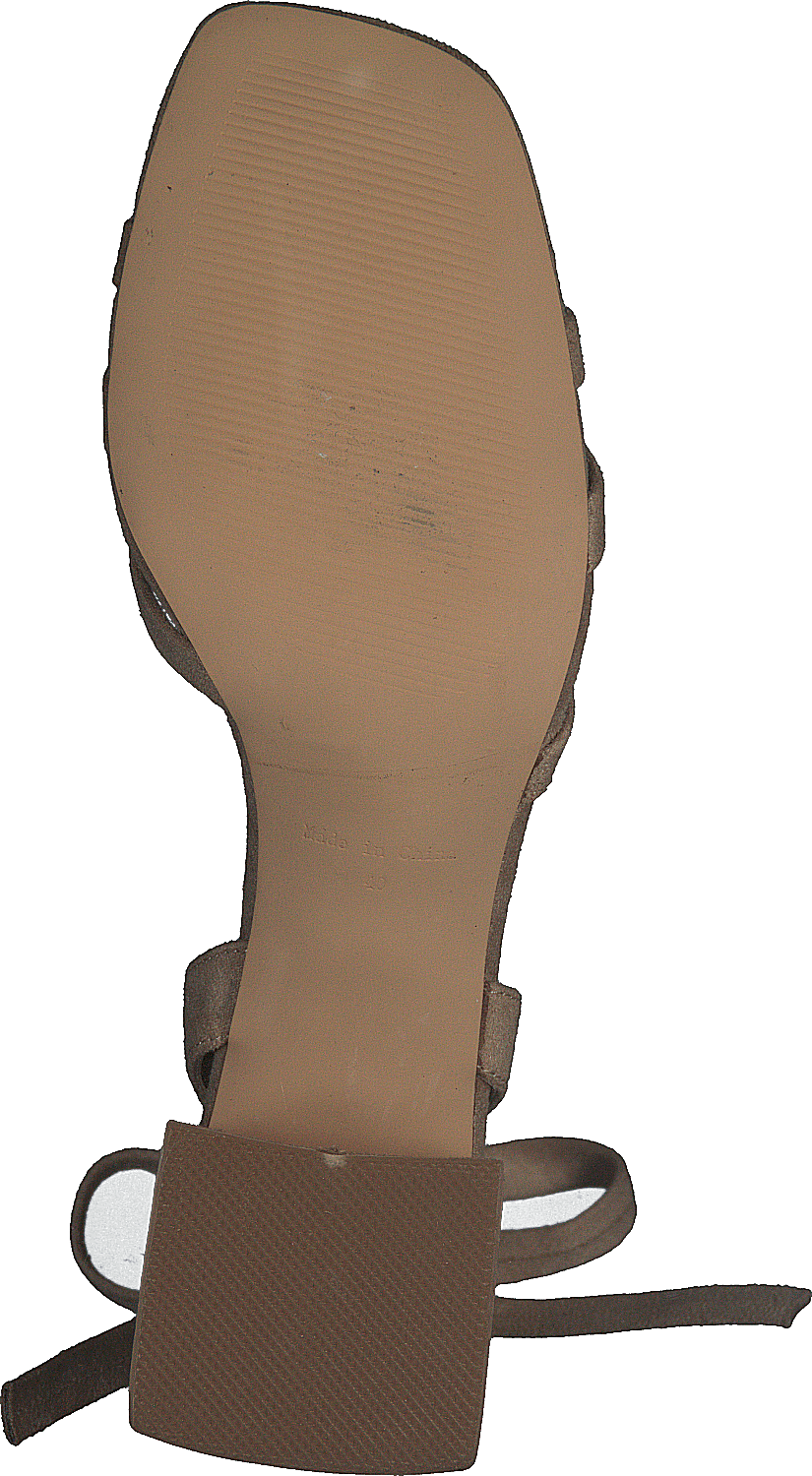 Faux Suede Ankle Strap Heels Beige