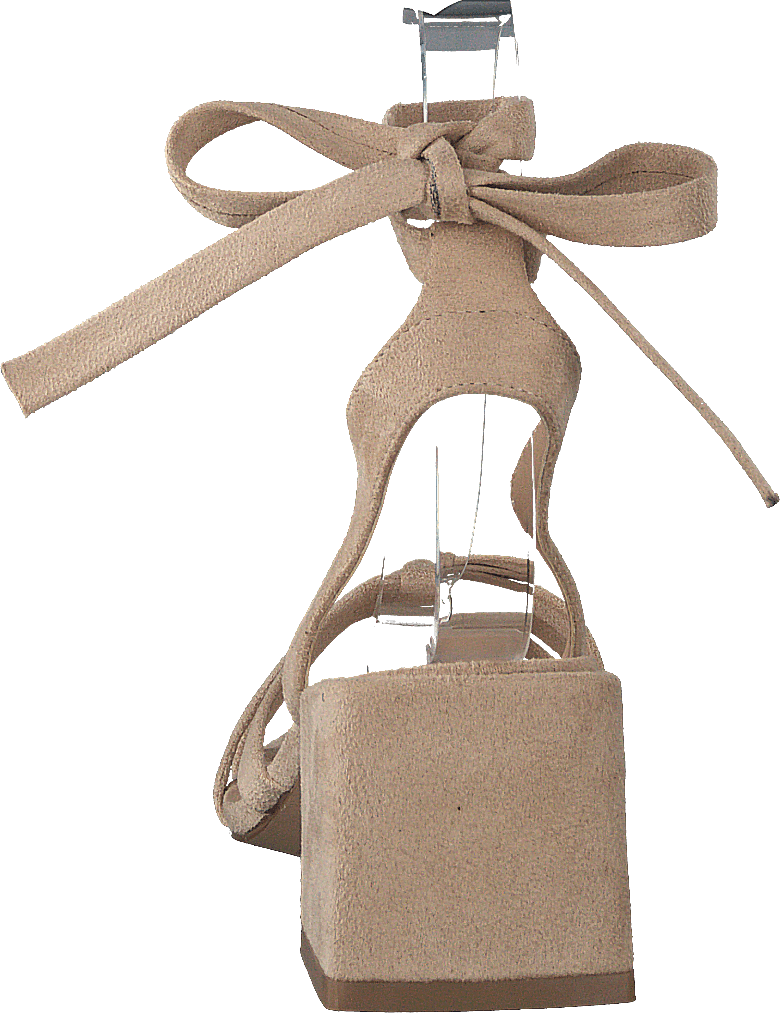 Faux Suede Ankle Strap Heels Beige