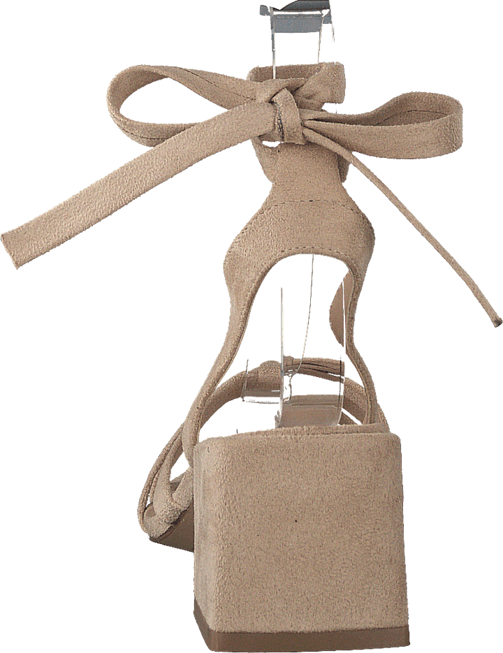 Faux Suede Ankle Strap Heels Beige