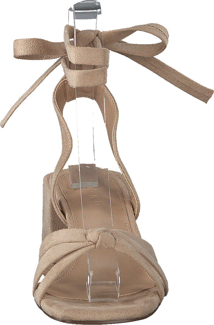 Faux Suede Ankle Strap Heels Beige
