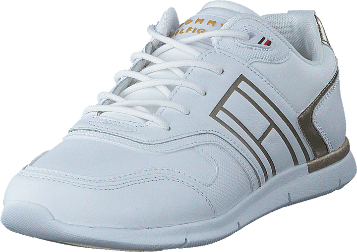 Metallic Lightweight Sneaker White Gold