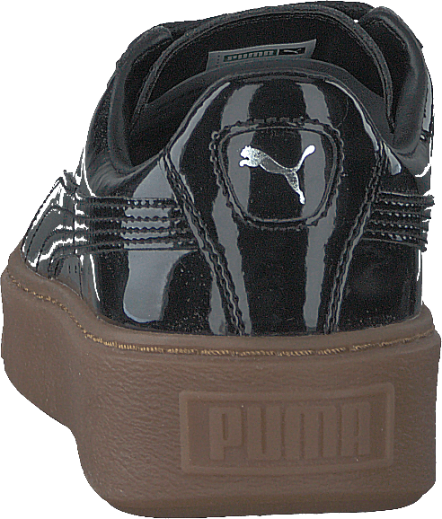 Basket Platform Patent Sneaker Black