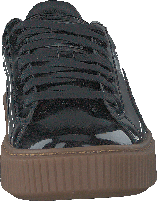 Basket Platform Patent Sneaker Black