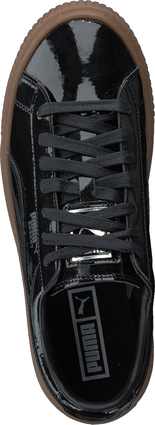 Basket Platform Patent Sneaker Black