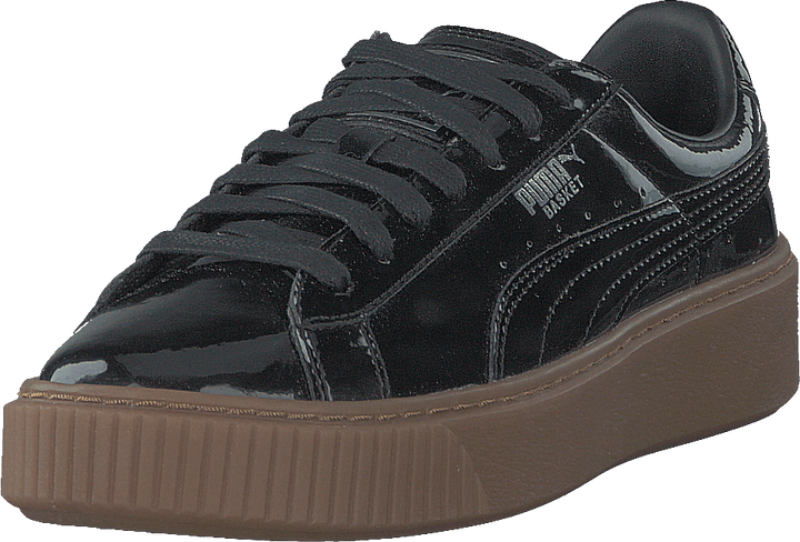 Basket Platform Patent Sneaker Black