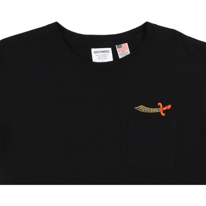 Over Size Crew Neck Pocket T-s Black