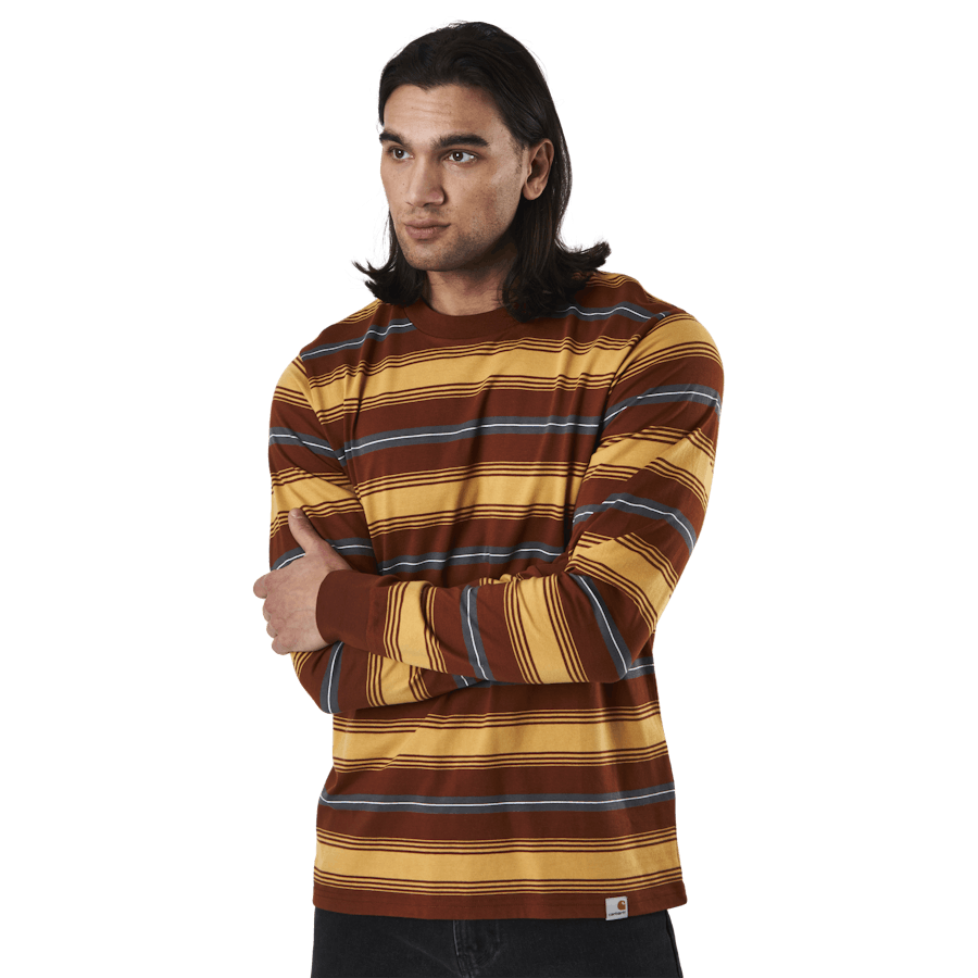 L/s Tričko Buren Stripe, Brandy