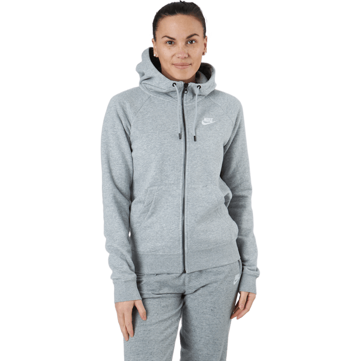 Women's Full-zip Fleece Hoodie Dk Grey Heather/white