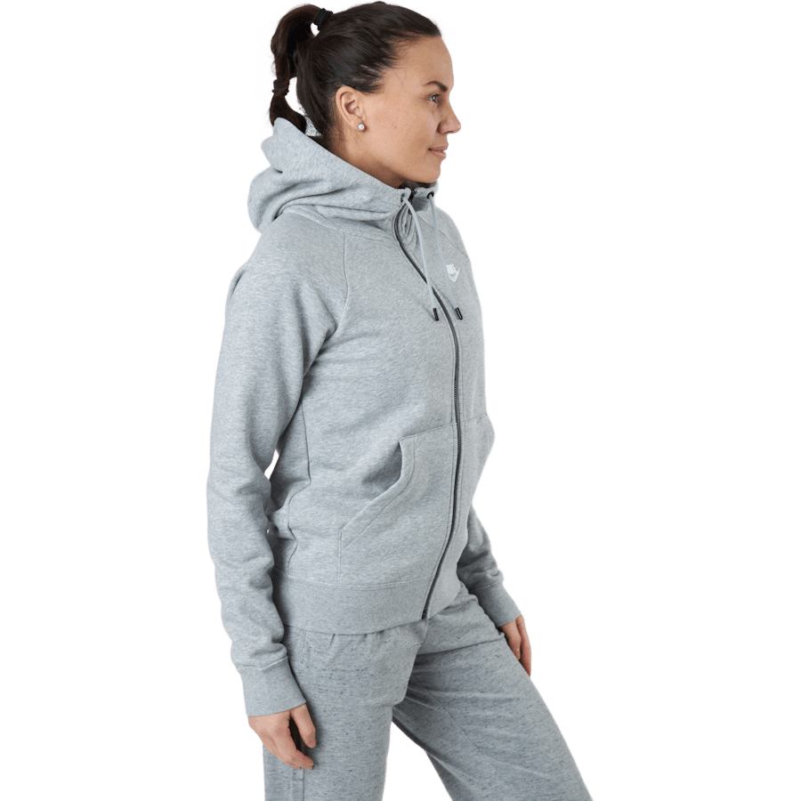 Women's Full-zip Fleece Hoodie Dk Grey Heather/white