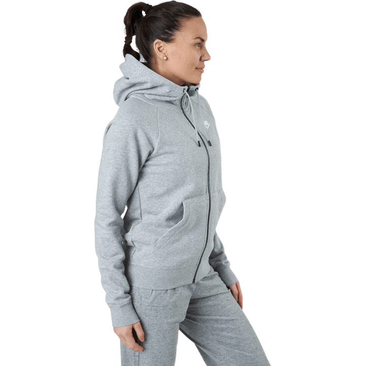 Women's Full-zip Fleece Hoodie Dk Grey Heather/white