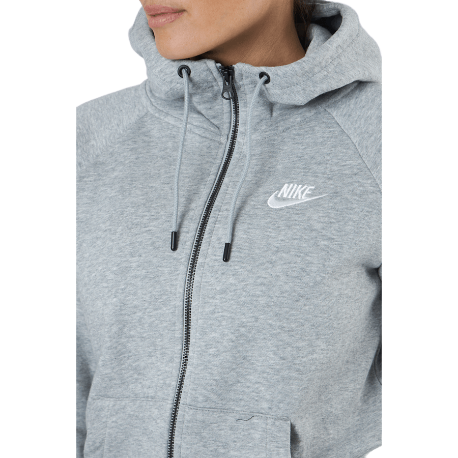 Women's Full-zip Fleece Hoodie Dk Grey Heather/white