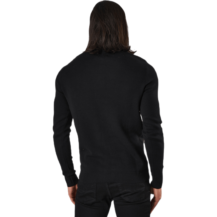 Roy Knit High Neck Zip Black