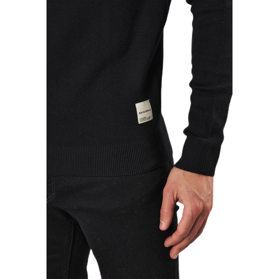 Roy Knit High Neck Zip Black