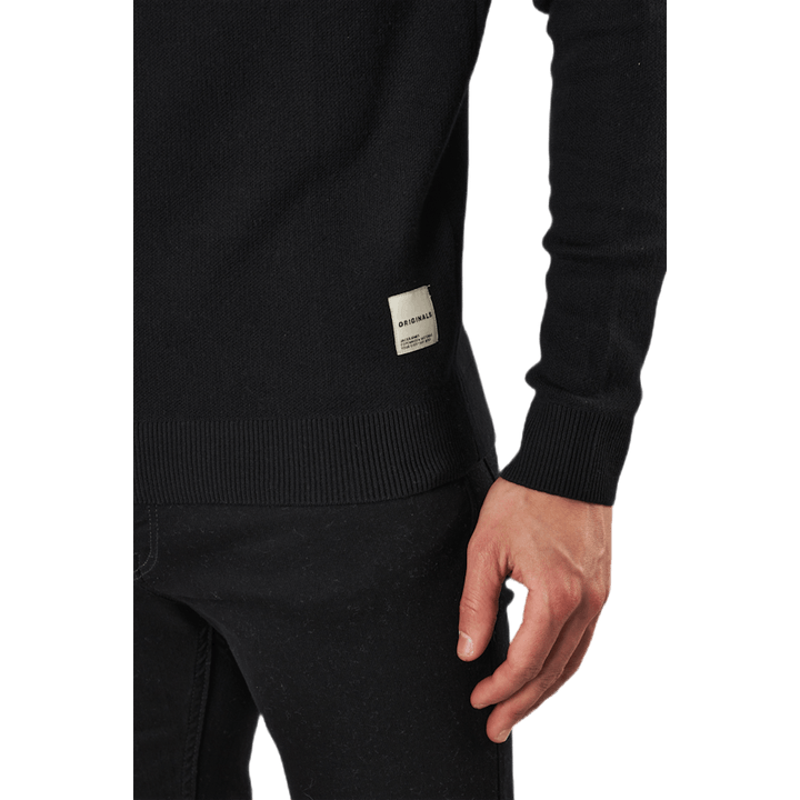 Roy Knit High Neck Zip Black