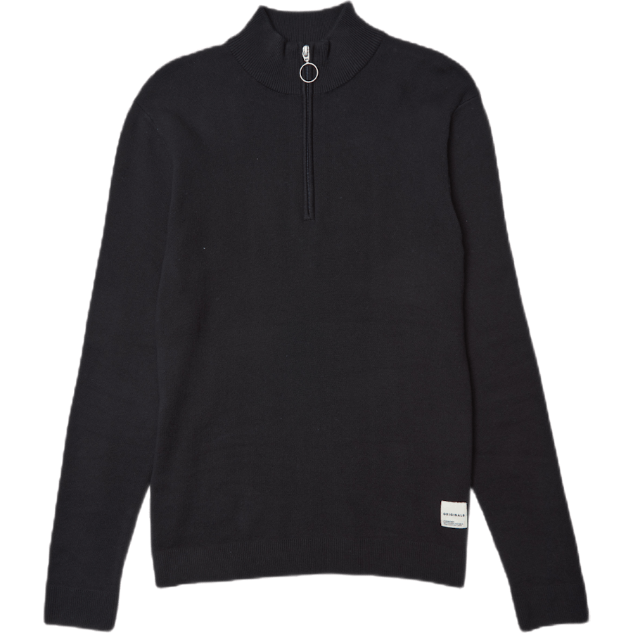 Roy Knit High Neck Zip Black