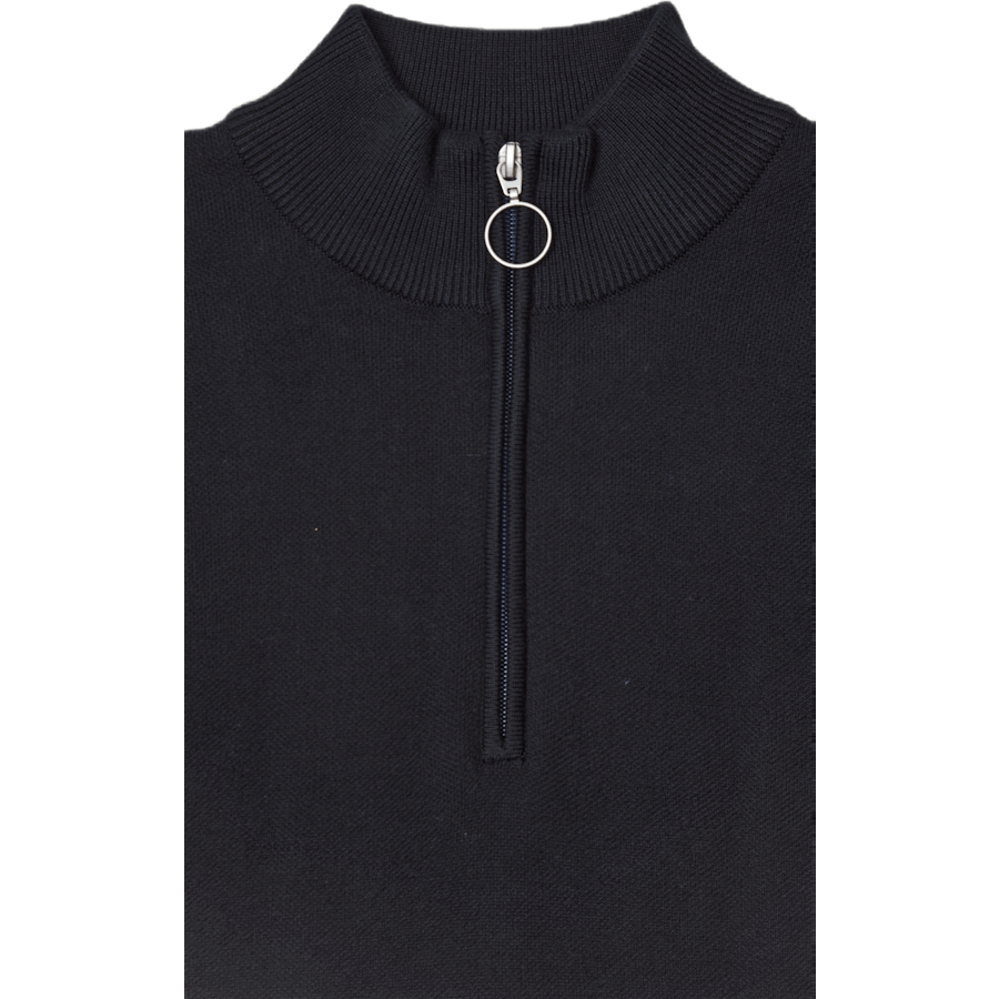 Roy Knit High Neck Zip Black