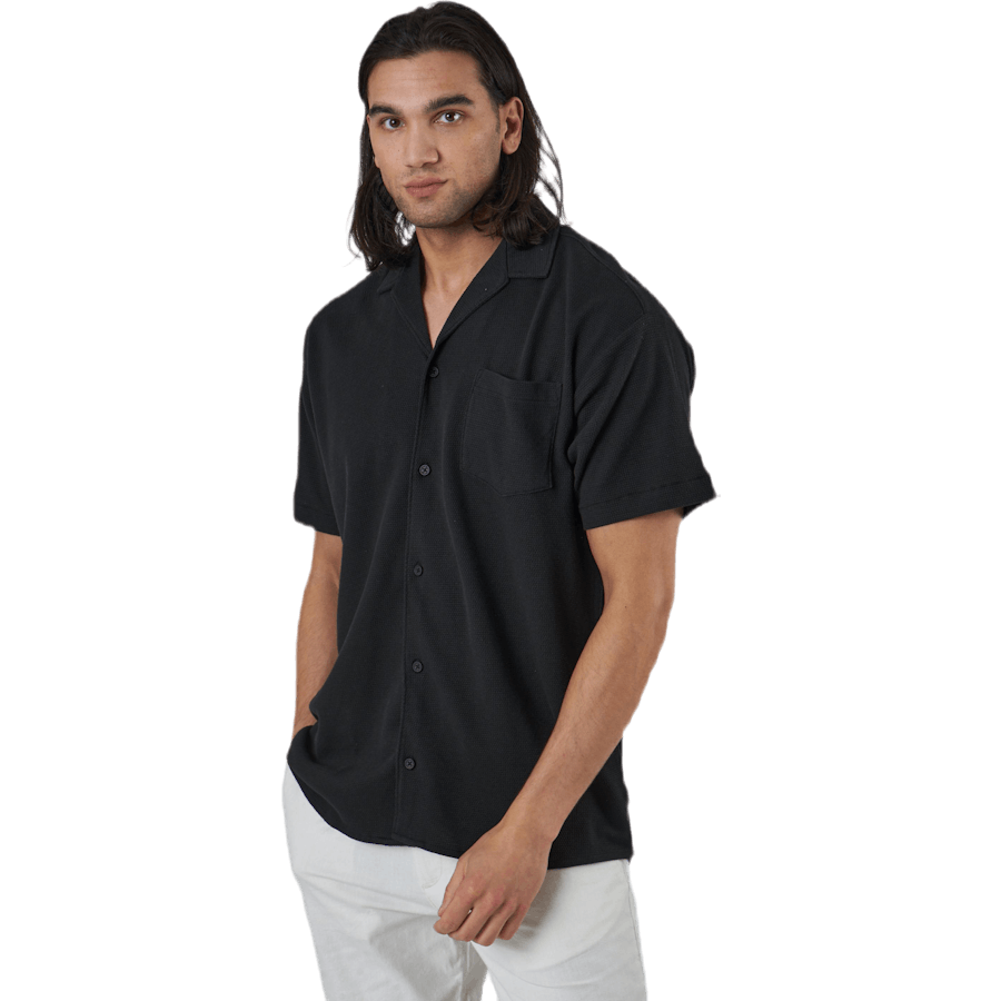 Findus Resort Shirt Ss One Pocket Czarny