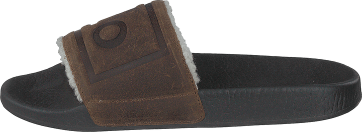 Faux-Shearling-Lined Suede Slide Snuff