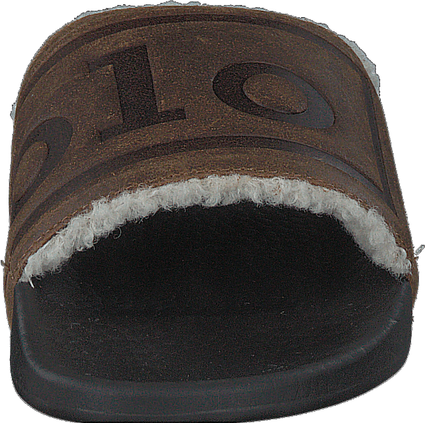 Faux-Shearling-Lined Suede Slide Snuff