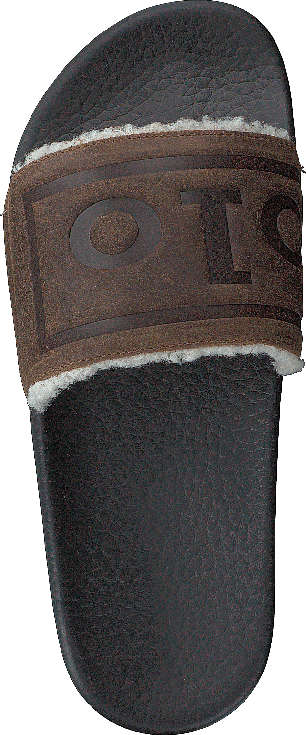 Faux-Shearling-Lined Suede Slide Snuff