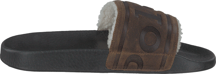 Faux-Shearling-Lined Suede Slide Snuff