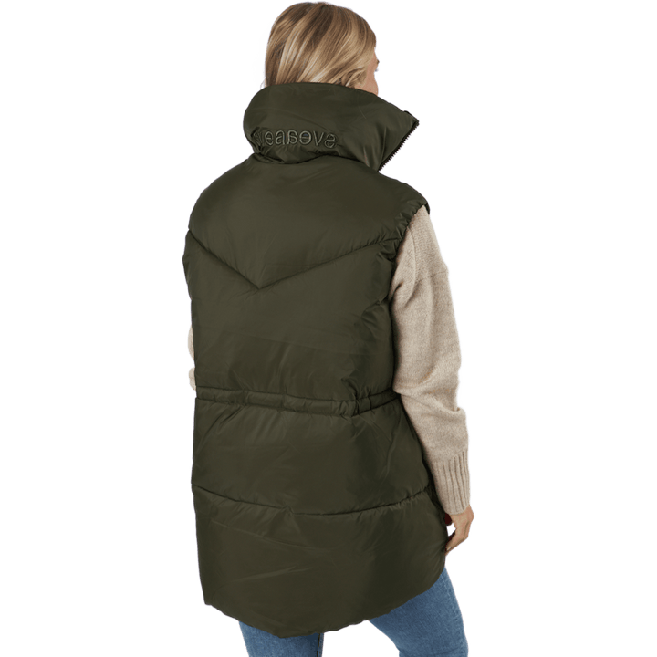 W. Generous Hip Length Vest Dark Army
