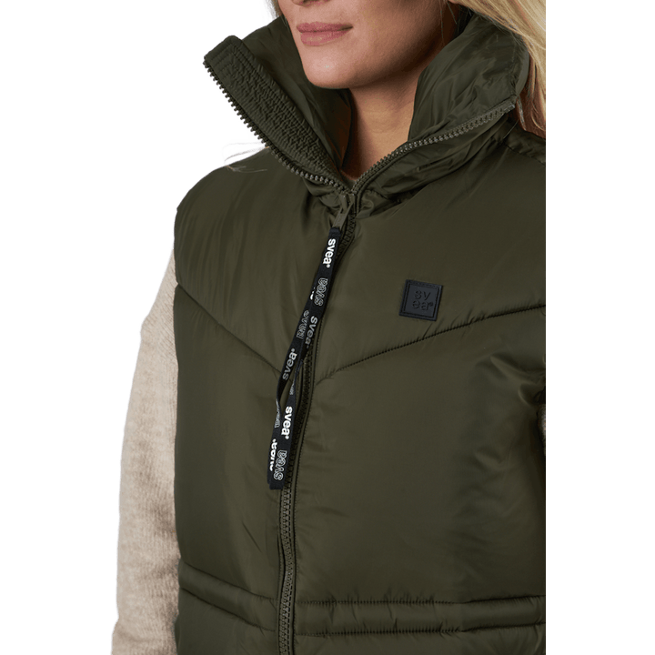 W. Generous Hip Length Vest Dark Army