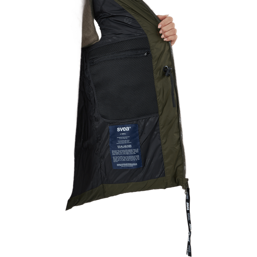 W. Generous Hip Length Vest Dark Army