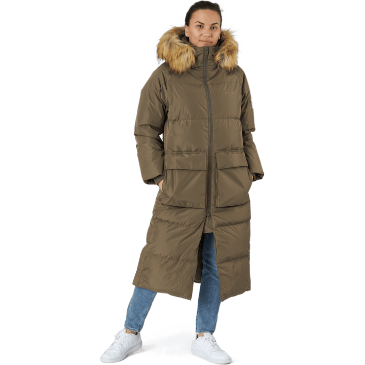 W. Loose Fur Hood Coat Mole