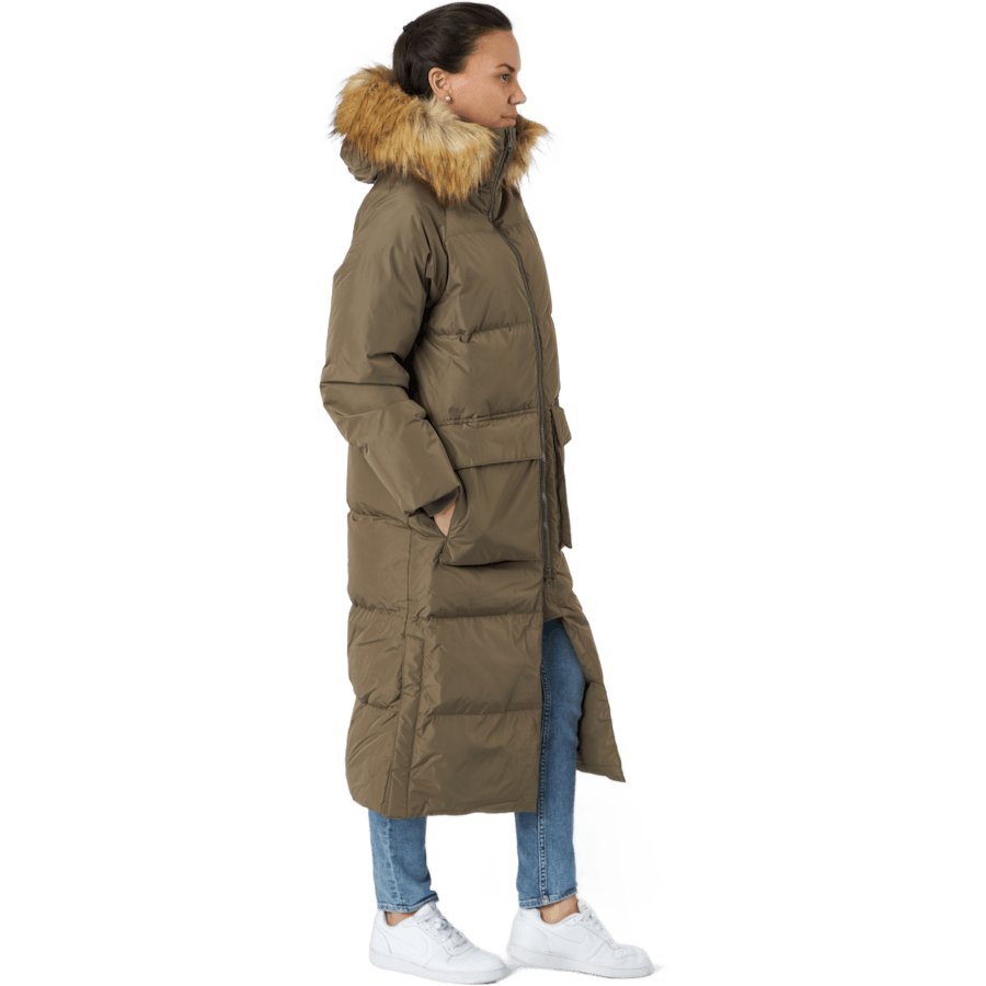 W. Loose Fur Hood Coat Mole