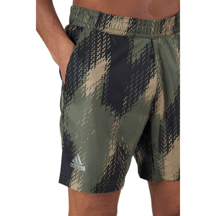 Short imprimé 7 pouces P.bleu 000/marron