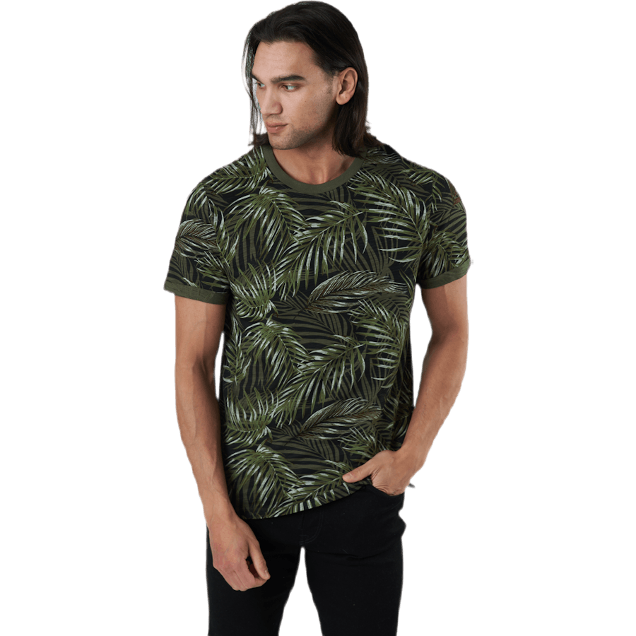 Beach Ss Tee Aop Ltn Svart