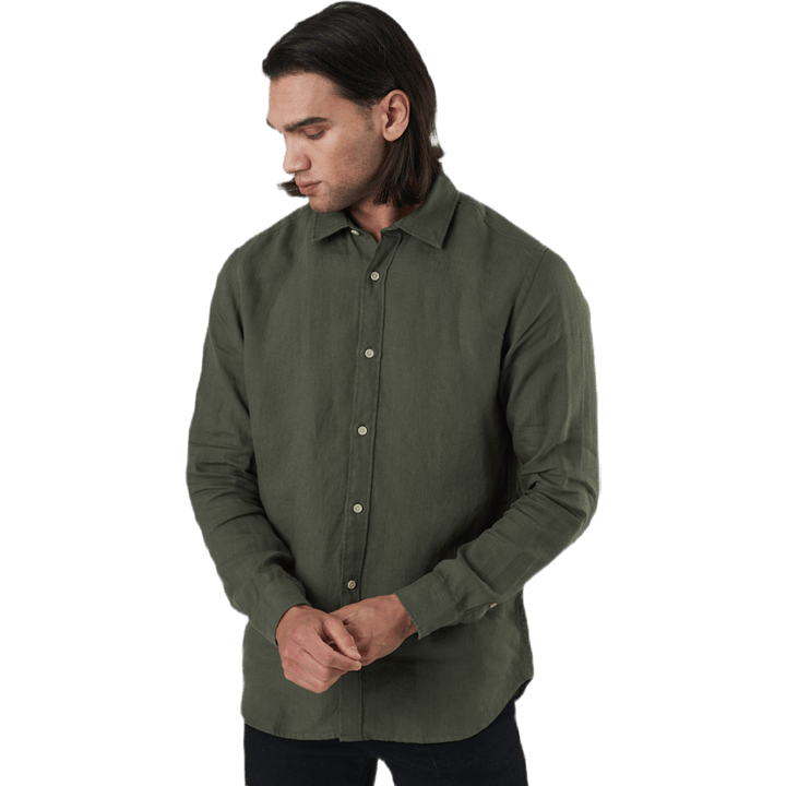 Bluplain Linen Shirt L/s Svart