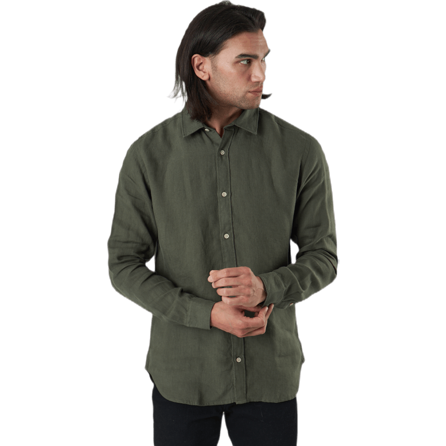 Bluplain Linen Shirt L/s Svart