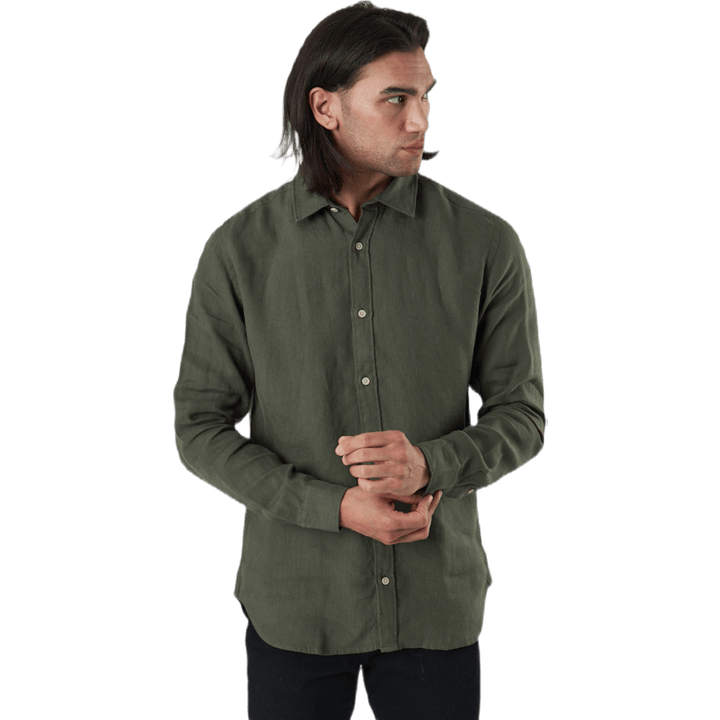 Bluplain Linen Shirt L/s Svart