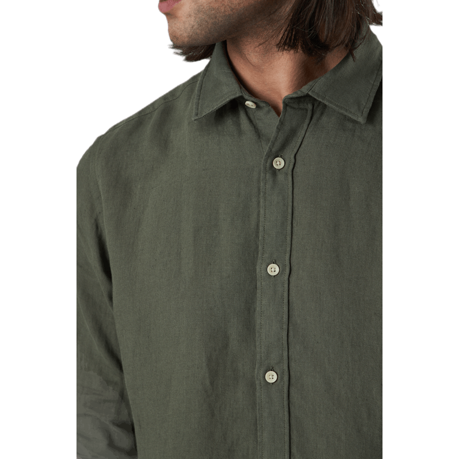 Bluplain Linen Shirt L/s Svart