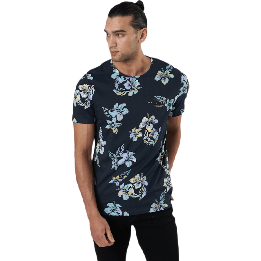 Hazy Aop Tee Ss Crew Neck Dark Navy