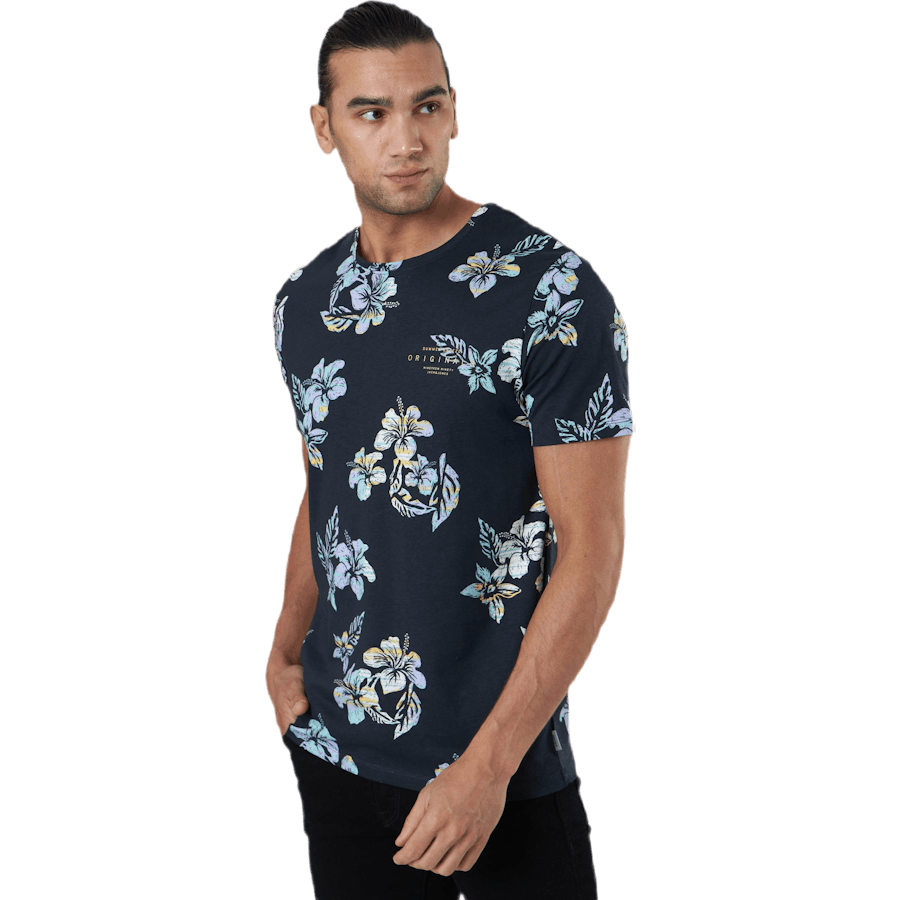 Hazy Aop Tee Ss Crew Neck Dark Navy